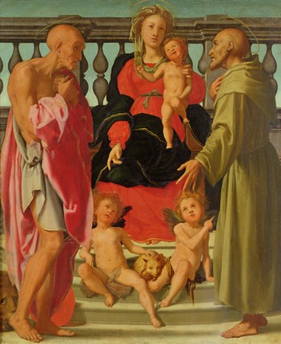 Madonna en Kind met Engelen en HH. Hiëronymus en Franciscus, c.1517-18 door Jacopo Pontormo